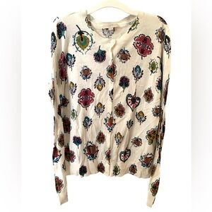 Loft Classic Casual Basic Lightweight Floral Cardigan White Black Red Blue Large